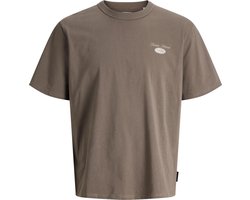 JACK & JONES Dover graphic tee crew neck relaxed fit - heren T-shirt met O-hals - bruin (falcon)
