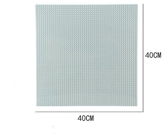 Lichtgrijze vierkante bouwplaat van 40 bij 40 cm met noppen voor constructiespeelgoed.
