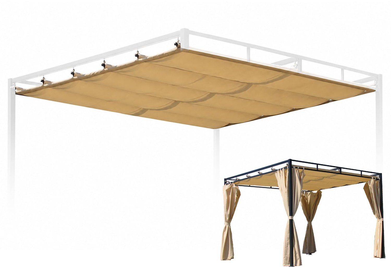 Pergoladak - Vervangend dak 3 x 3 m - Polyester - Zand