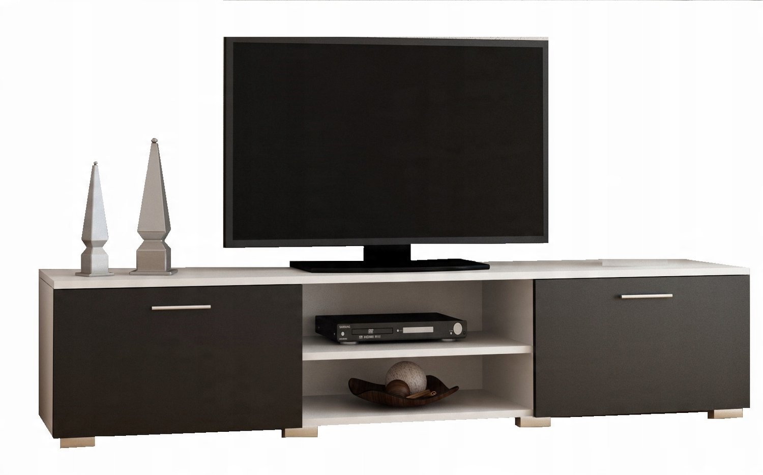 Per La Vita Roma - Tv-meubel - 150 cm - Wit met zwarte fronten - Minimalistisch Wit;Zwart