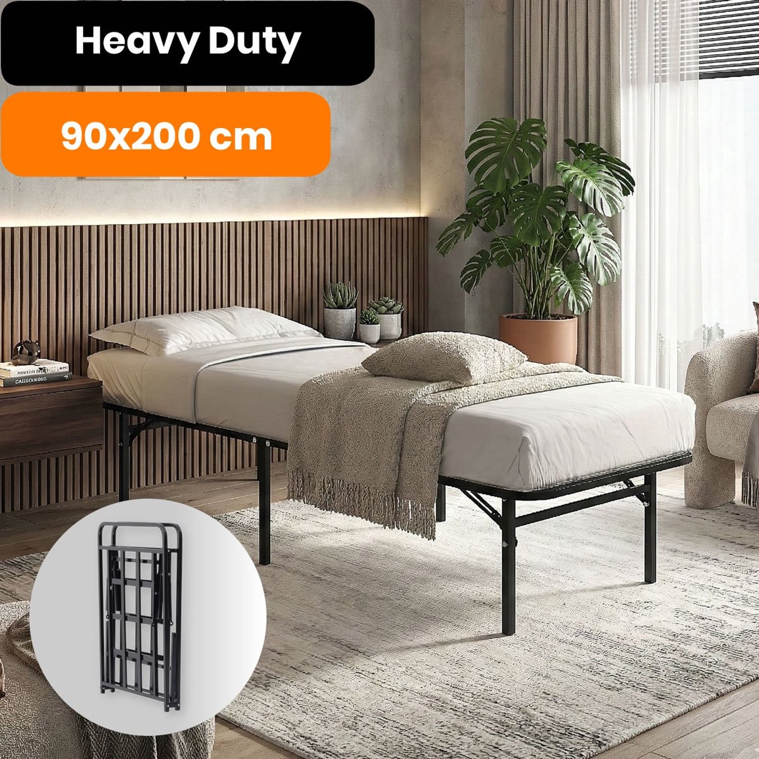 AirSleeperz opvouwbaar Bedframe Joost Premium V2 - Zwart - 90x200 cm - 1 persoons vouwbed - Heavy duty: draagkracht 130 kg Zwart - Premium