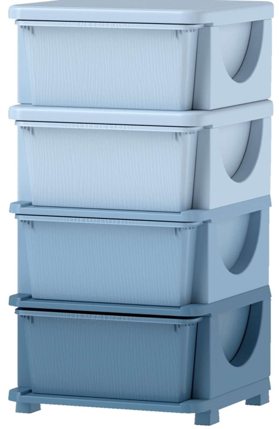 MIVRAY Kinderopbergkast - Vier Uitneembare Lades Met Ronde Hoeken - Voor Speelkamer En Kinderkamer - Kunststof - 37x37x76 Cm - Blauw