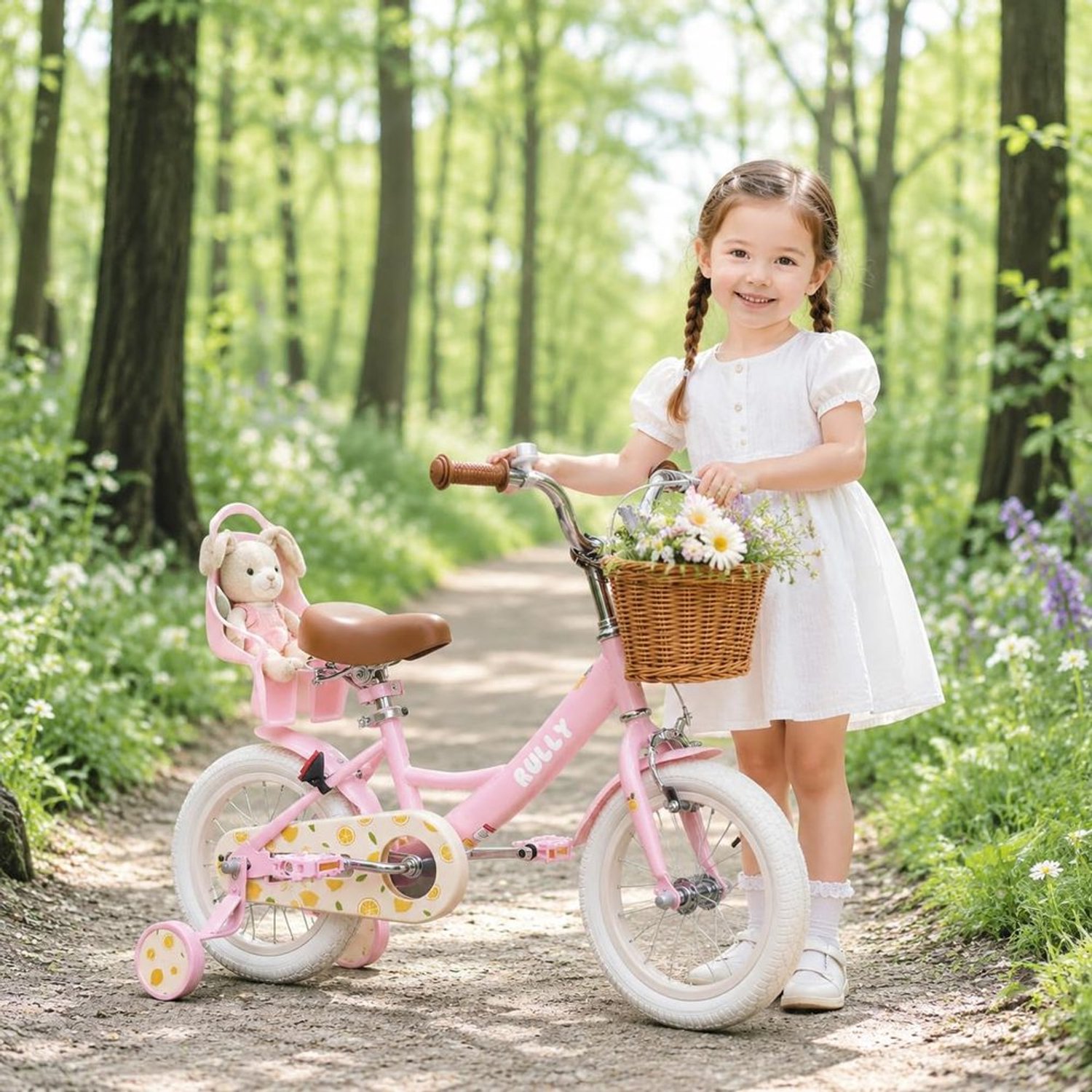 Kinderfiets voor Meisjes met Mandje en Poppenstoel