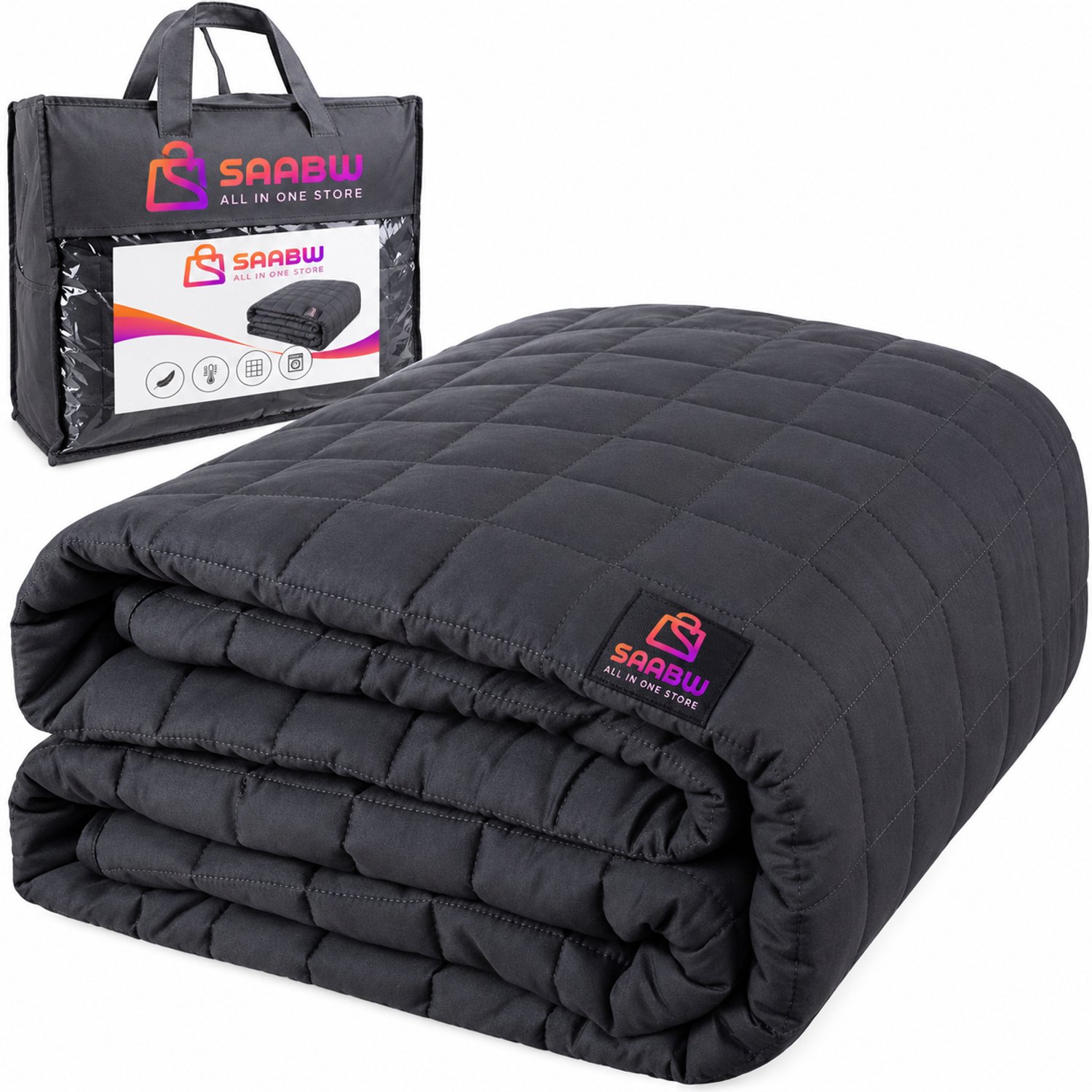 Verzwaringsdeken 8 kg 150 x 200 cm Grijs – Zware Katoenen Deken met Glazen Bolletjes, Weighted Blanket voor Ontspanning en Comfort, Inclusief Opbergtas – 66710