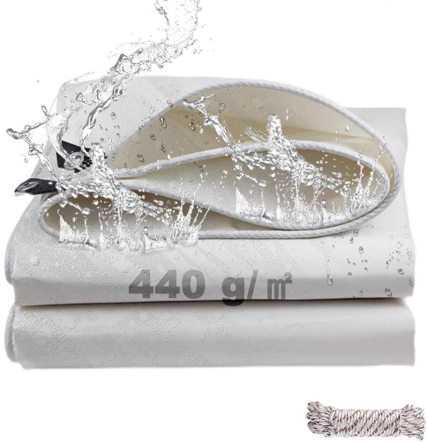 Universeel Zeil met Zeilogen - 3x3 meter, 440 g/m² PVC - Waterdicht en UV-bestendig Wit