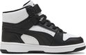 Zwart-witte PUMA sneaker, halfhoog model met veters en klittenbandsluiting.