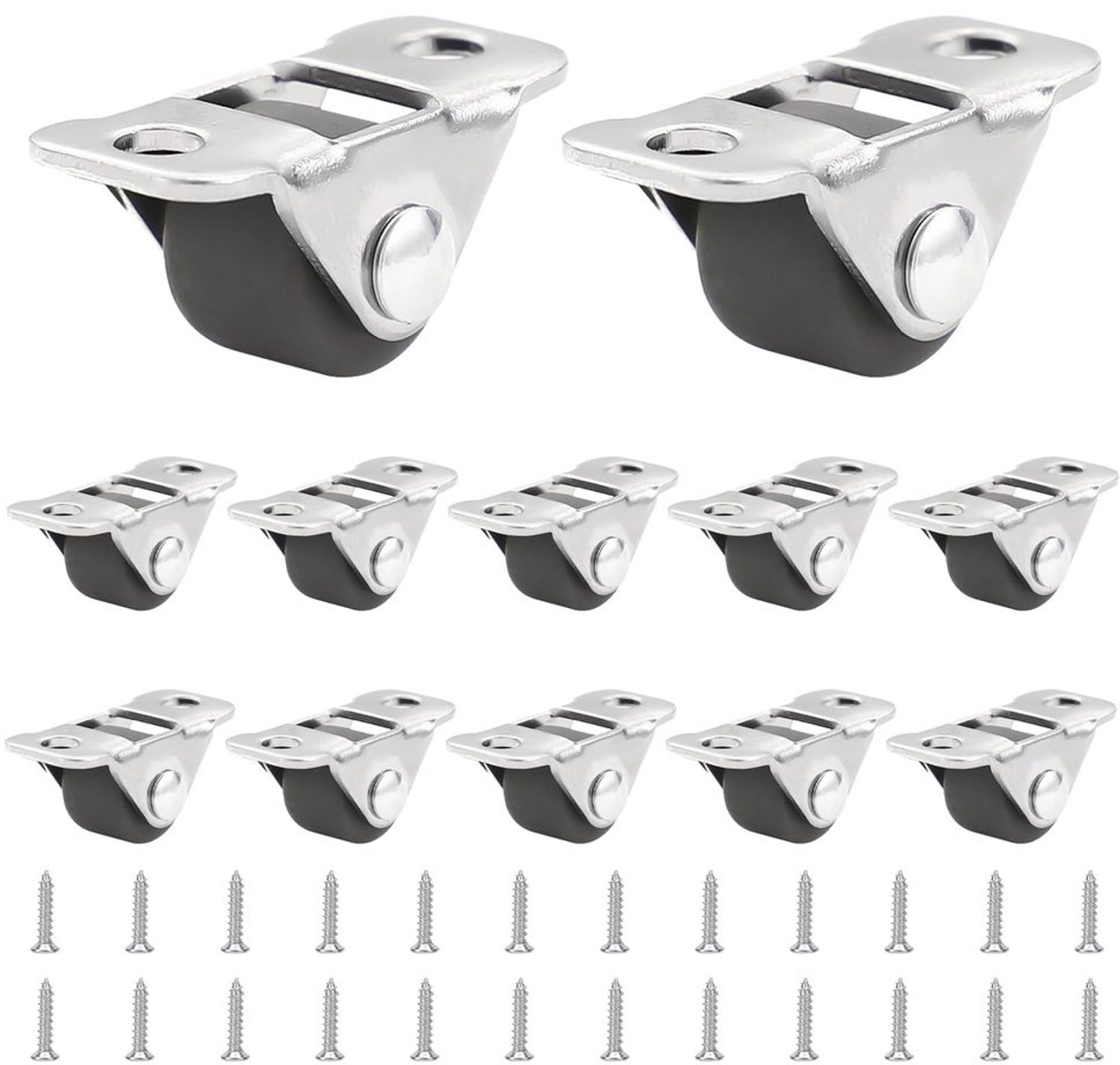 Meubelwielen Set van 12 - 12 mm Rubber Zwart