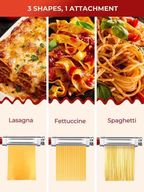 3-in-1 accessoires voor Planetaria, ontbladermachine van roestvrij staal met lasagne, fettuccine en tagliolini, 8 instellingen — afbeelding 3