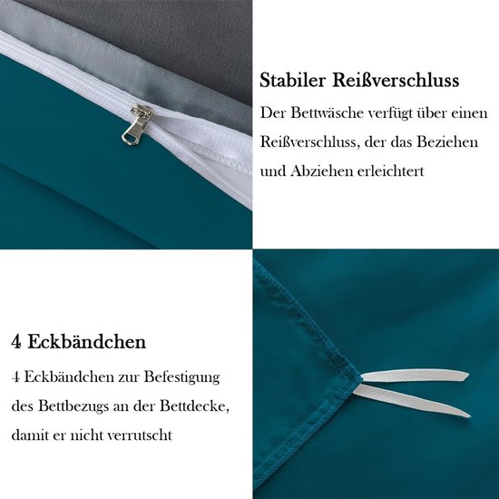 155x220 2-delig Microvezel, blauw/grijs — afbeelding 2