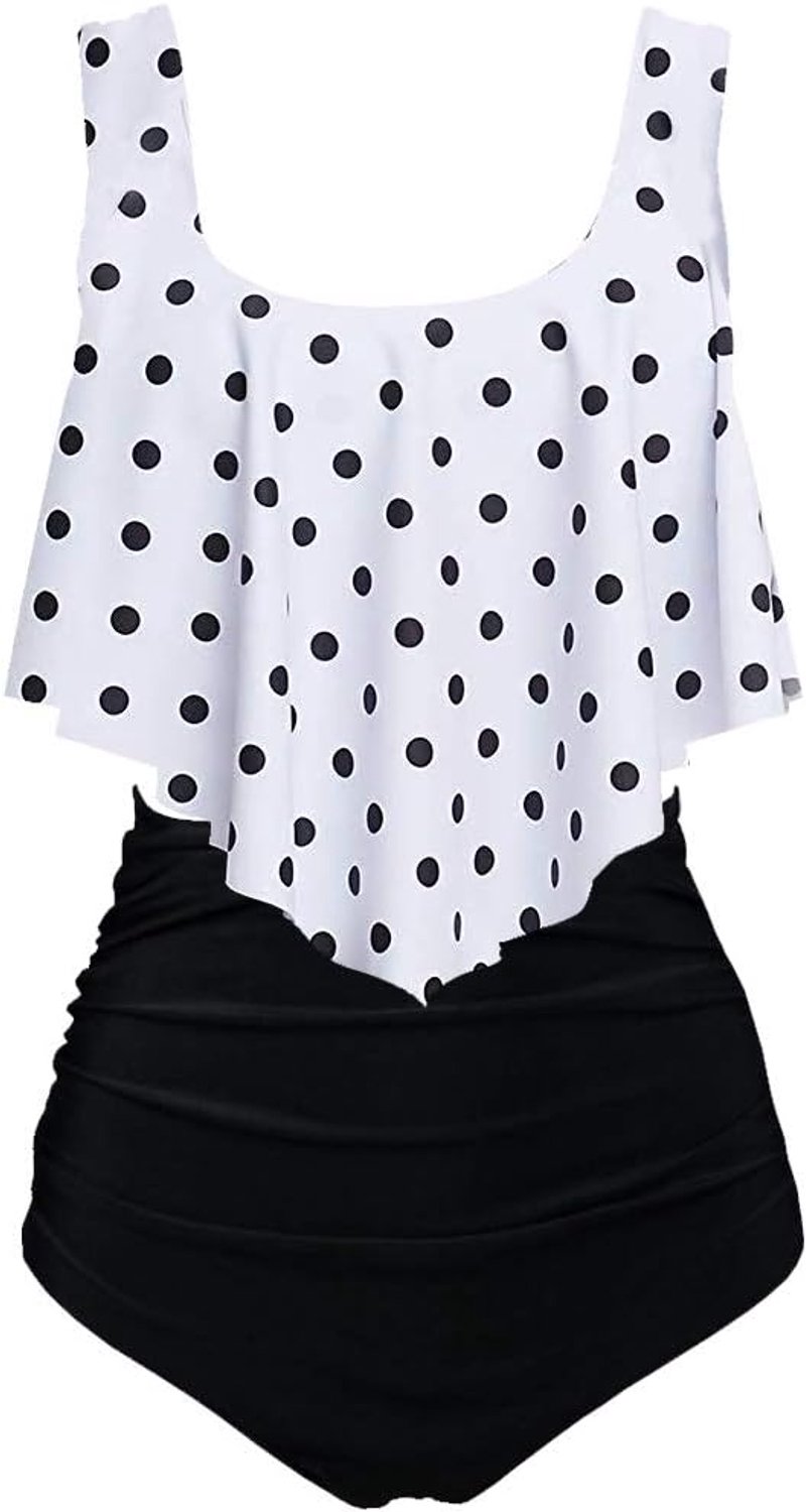 Badpak met ruches en hoge taille