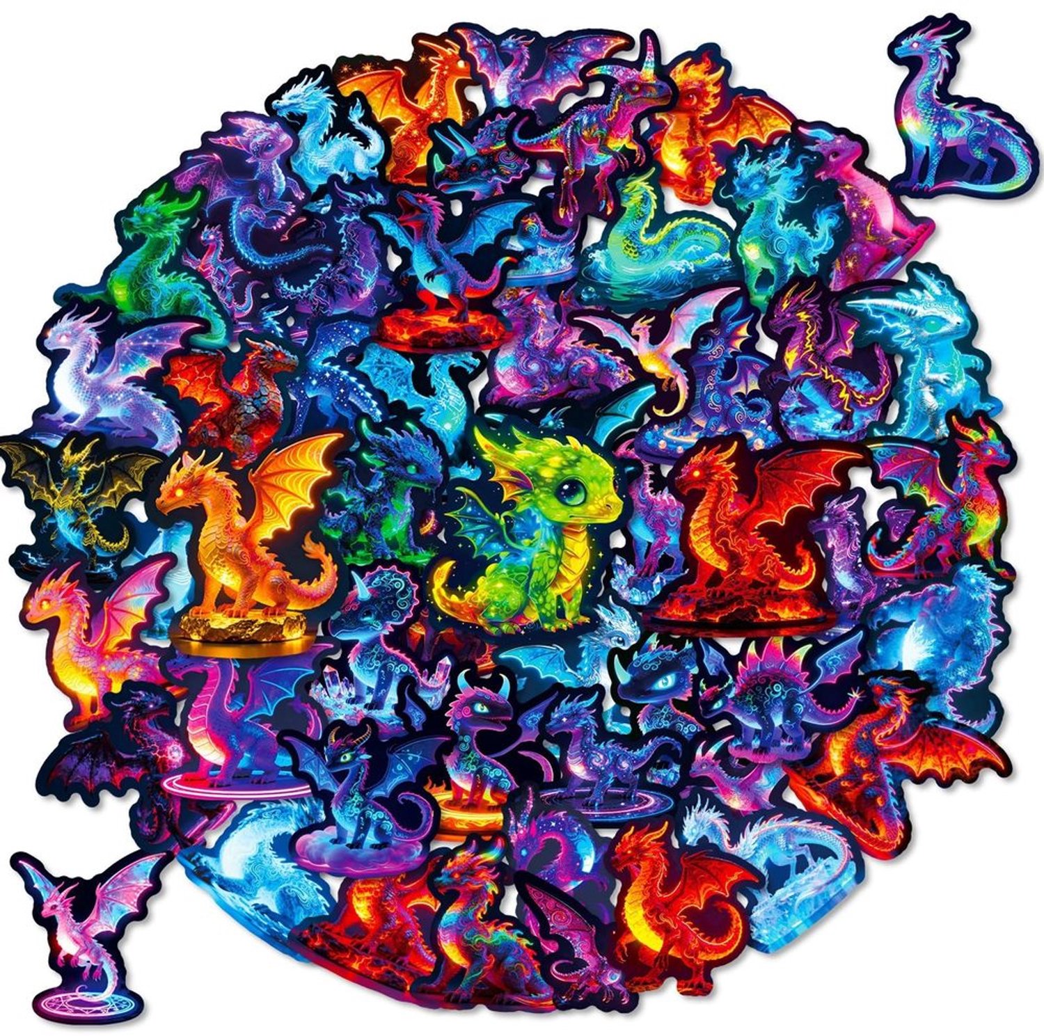 Set van 112 Mythologische Drakenstickers voor Creatieve Projecten