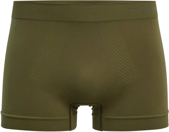 Olijfgroene naadloze herenboxershort van Falke met subtiele textuurdetails en het merklogo op de tailleband.