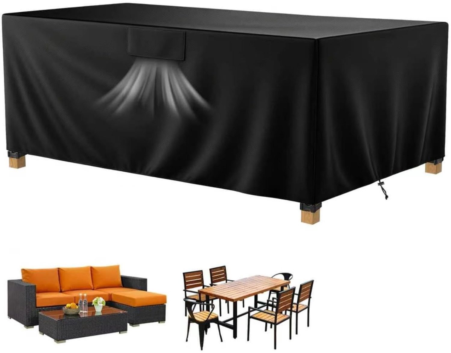 Vantivo® Beschermhoes Tuinmeubelen - Tuinsethoes - Waterdicht - Zwart