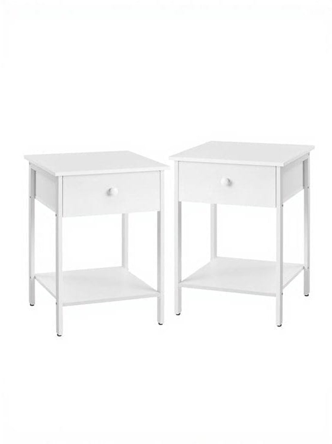 Klarven Nachtkastje Wit - Nachtkastje met Lade - Nachtkastjes Set van 2 - Nachtkastje - Met Lade en Open Plank, Scandinavisch Design - 40x40x55 cm