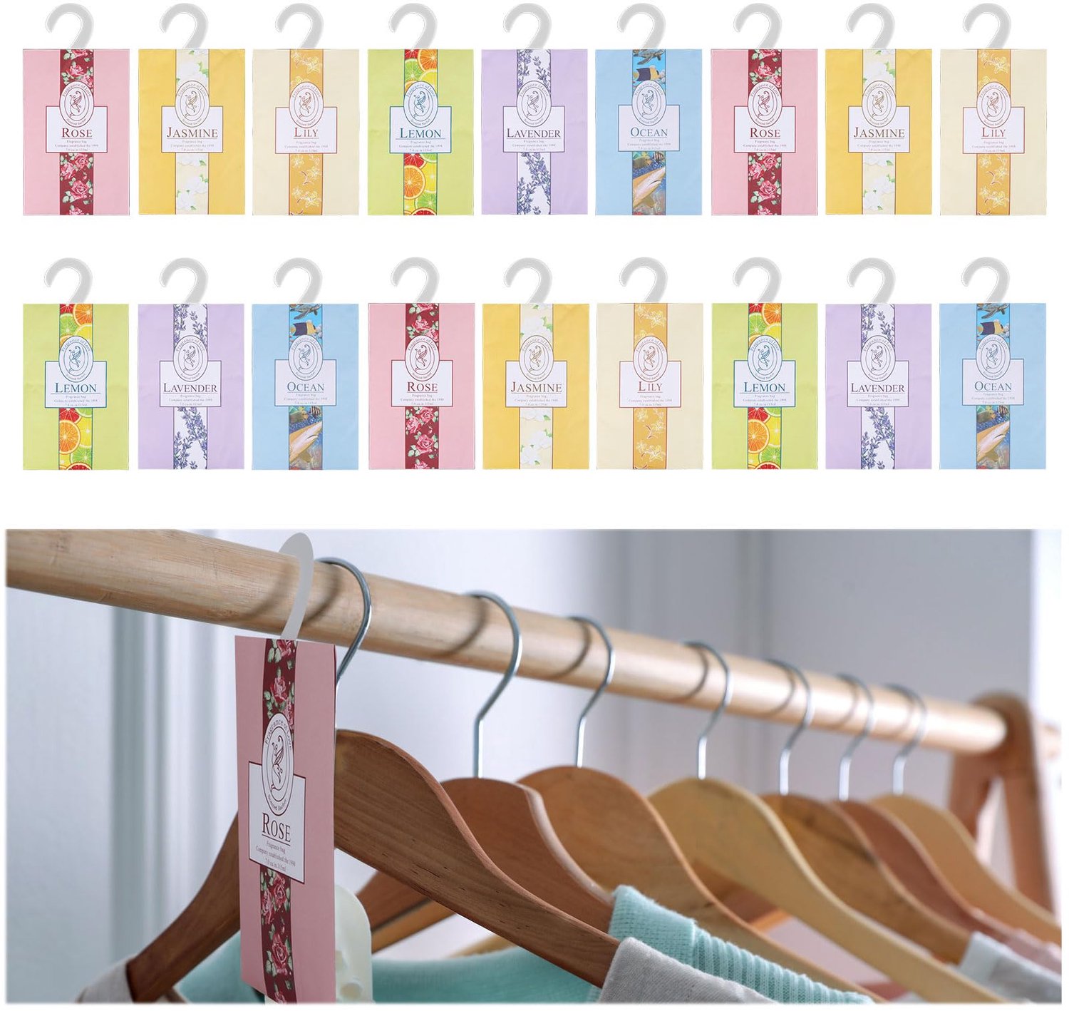 Kledingkast Aromatherapie - Geurzakjes voor Kledingkasten - Hangende Geur Tas - 18 Stuks - Luchtverfrisser voor Garderobe - Geschikt voor...