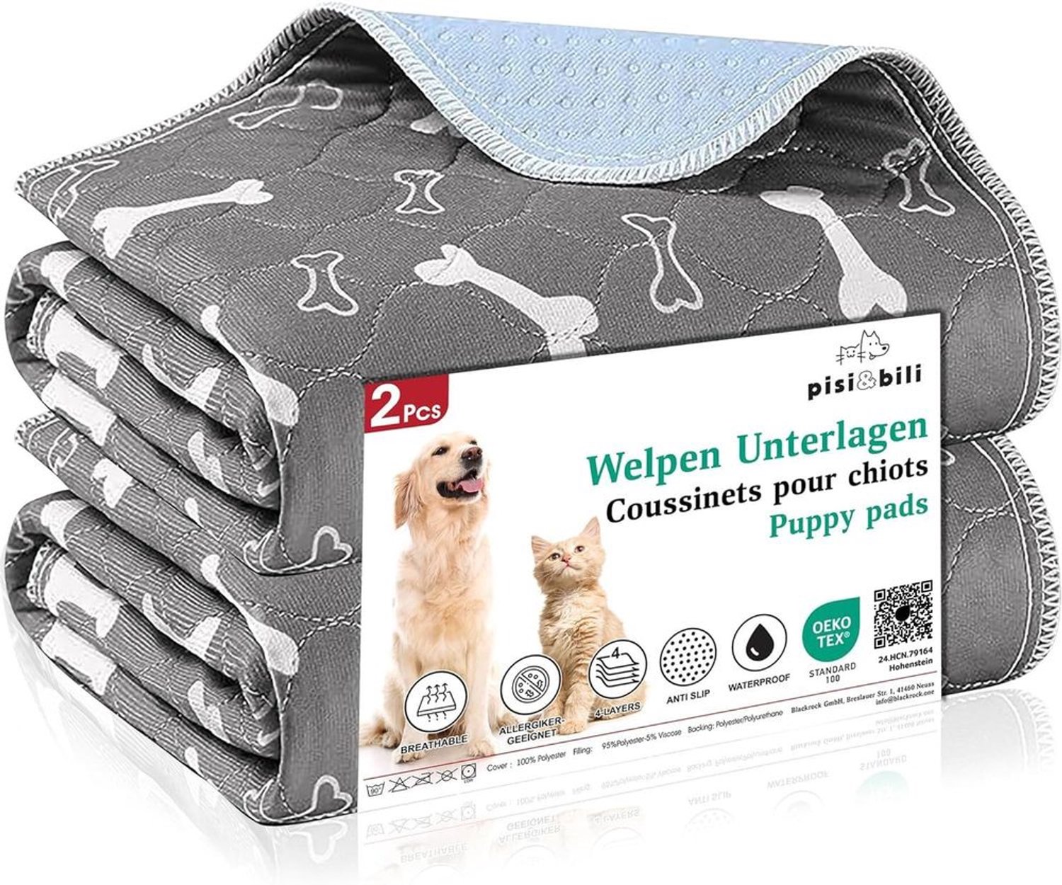 Herbruikbare Puppy Pads - Wasbaar en Waterdicht - 80 x 90 cm - Blauw