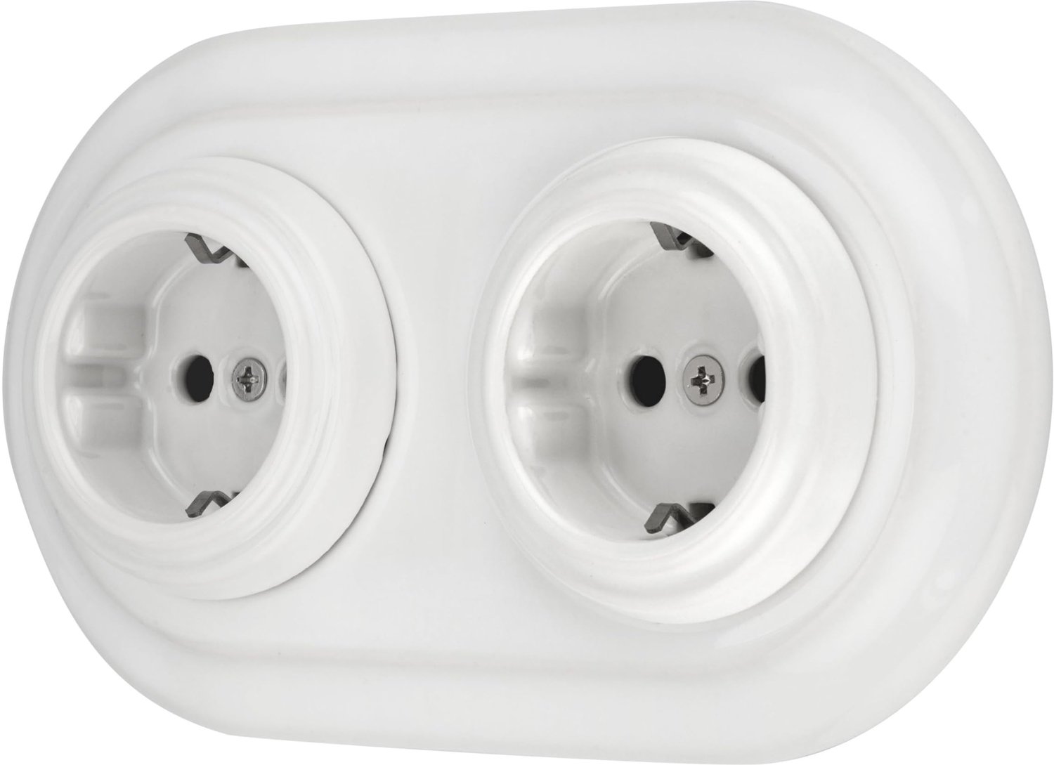 Inbouw Porseleinen Retro Socket 2-Gang Wit
