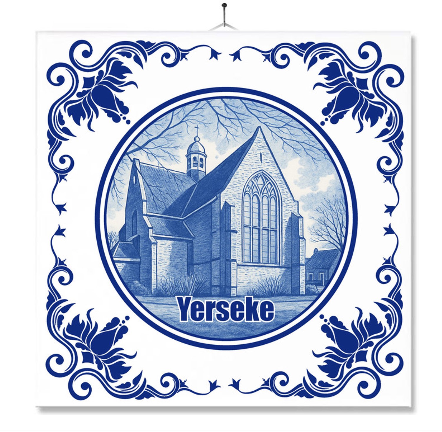 MC Living Tegel Met Opdruk | Yerseke | Delft Blauw | Cadeau | Inclusief Geschenkdoos | Standaard | Ophangsysteem Multi-Color