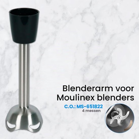 Mixerarm - RVS - 4 messen - voor Moulinex QuickChef — afbeelding 3