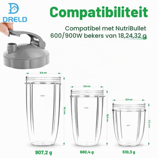 Blenderdeksel - 2 stuks - Geschikt voor NutriBullet — afbeelding 3