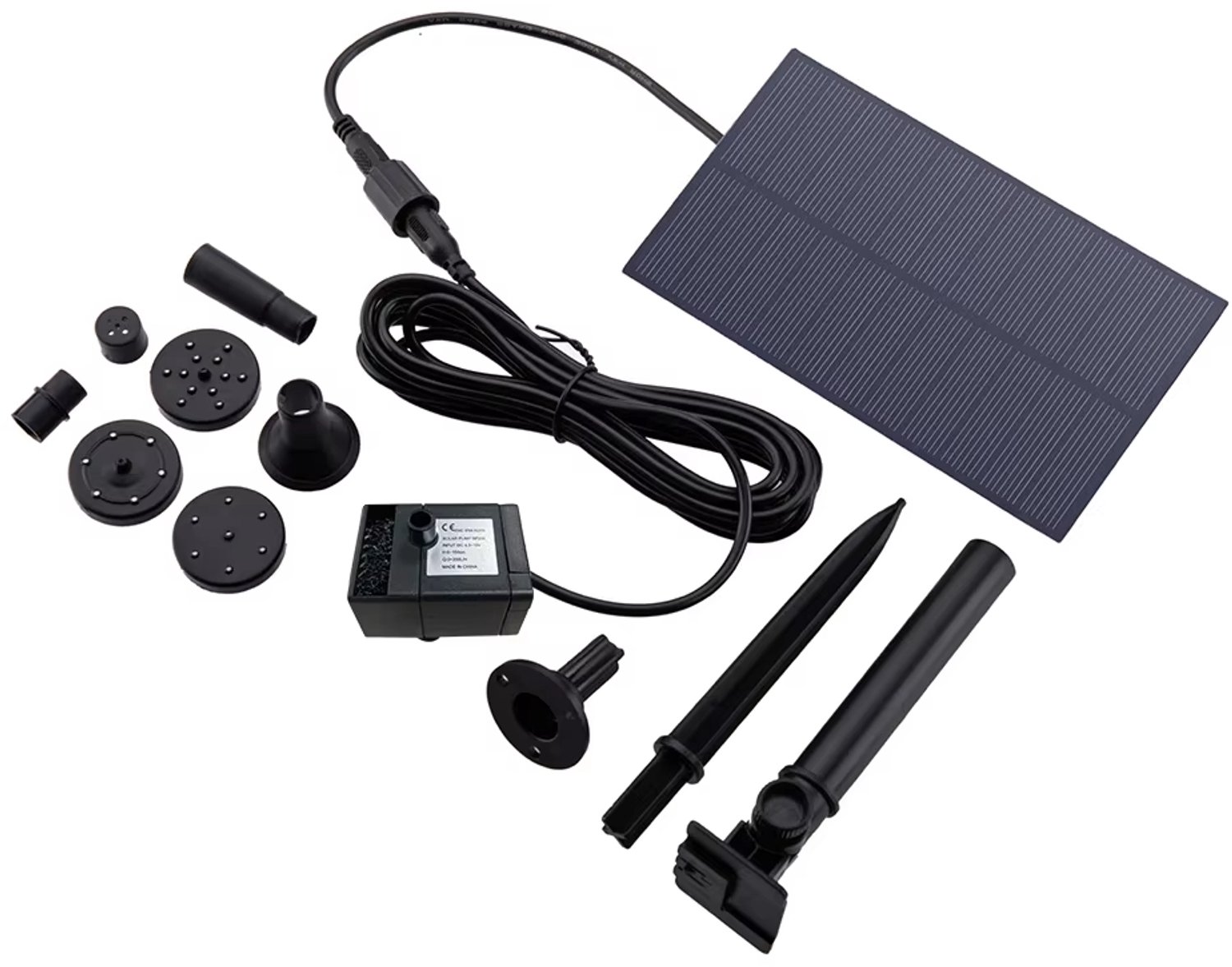 Zonnefontein Pomp - Fonteinpomp - Vijverpomp op Zonne-energie - Met Zonnepaneel - 5W Vermogen - 5V - Energiebesparend - Irrigatiesysteem en Tuindecoratie - Complete Set - Voor Tuin en Aquarium