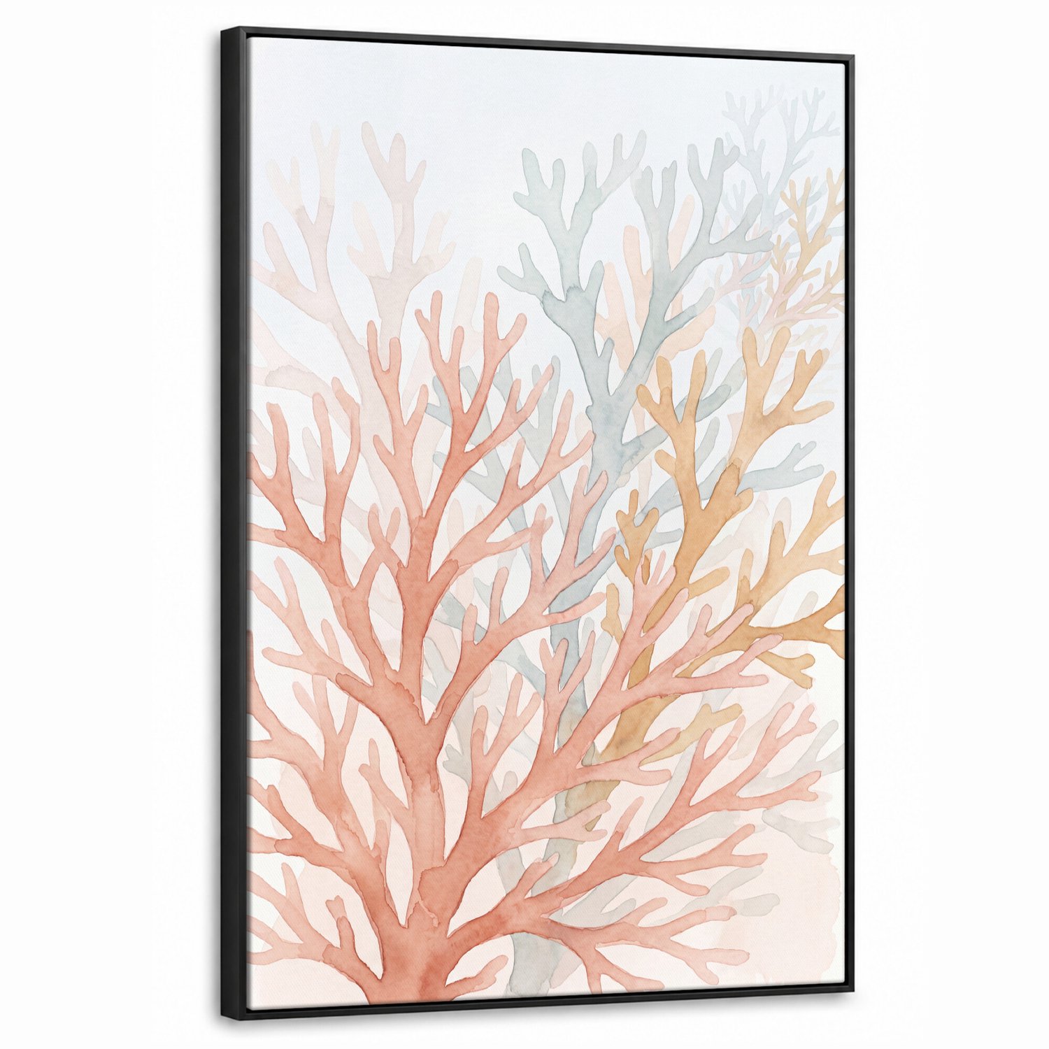 Canvas Schilderij met Baklijst 60x90cm - Natuur - Abstract - Aquarel - Organisch - Warm - Muurdecoratie woonkamer - Slaapkamer decoratie - Kamer accessoires - Schilderijen op canvas met lijst