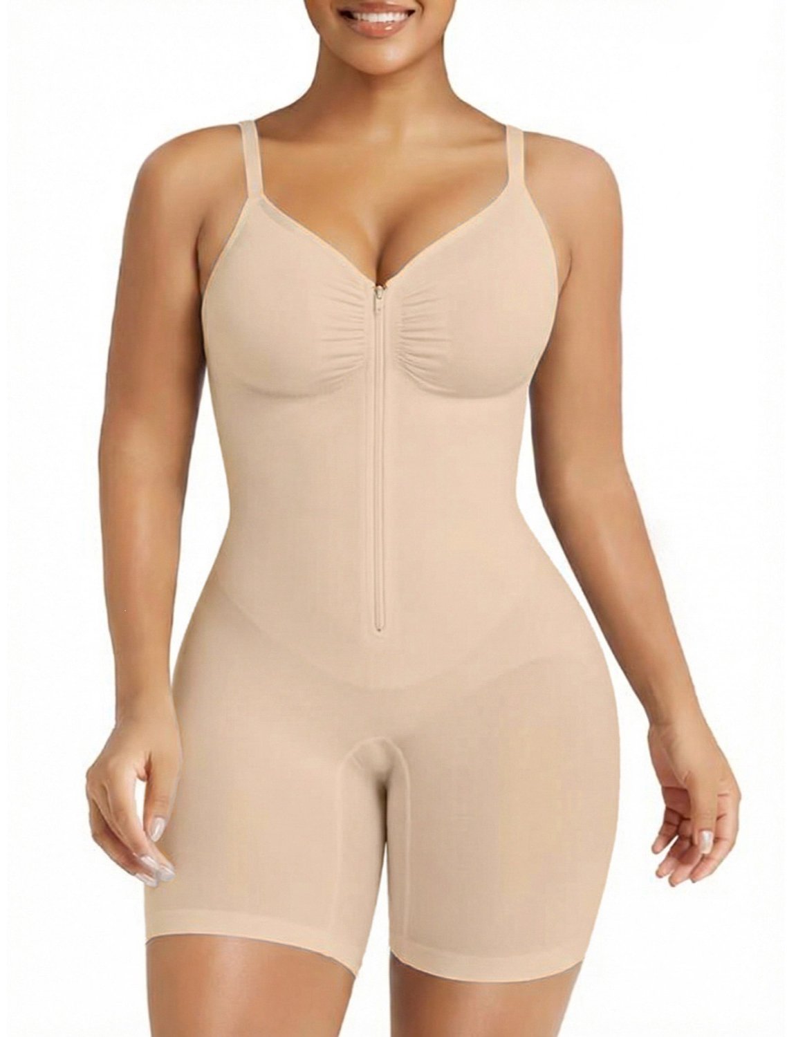 KZQ Naadloze corrigerende bodysuit voor dames – voor een plattere buik en een slankere taille - M - beige