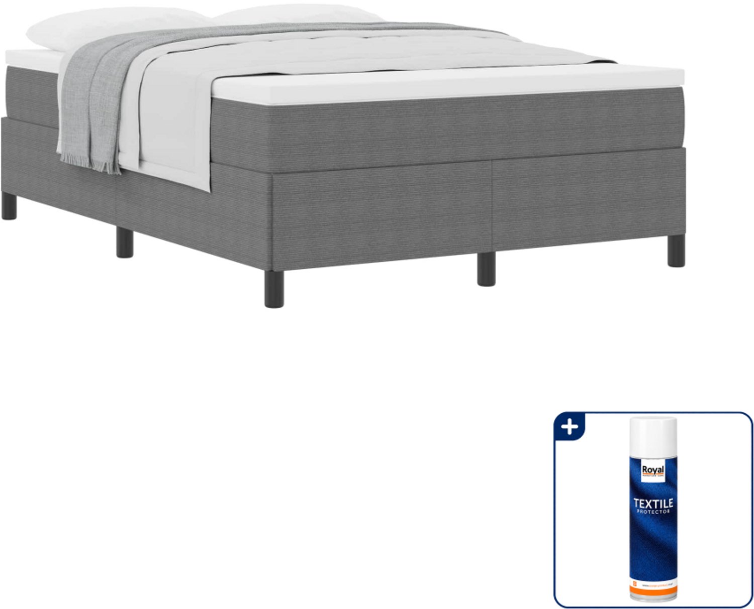vidaXL boxspringbed Small double - 140 x 200 cm - lichtgrijs - Inclusief textielbeschermer 500 ml