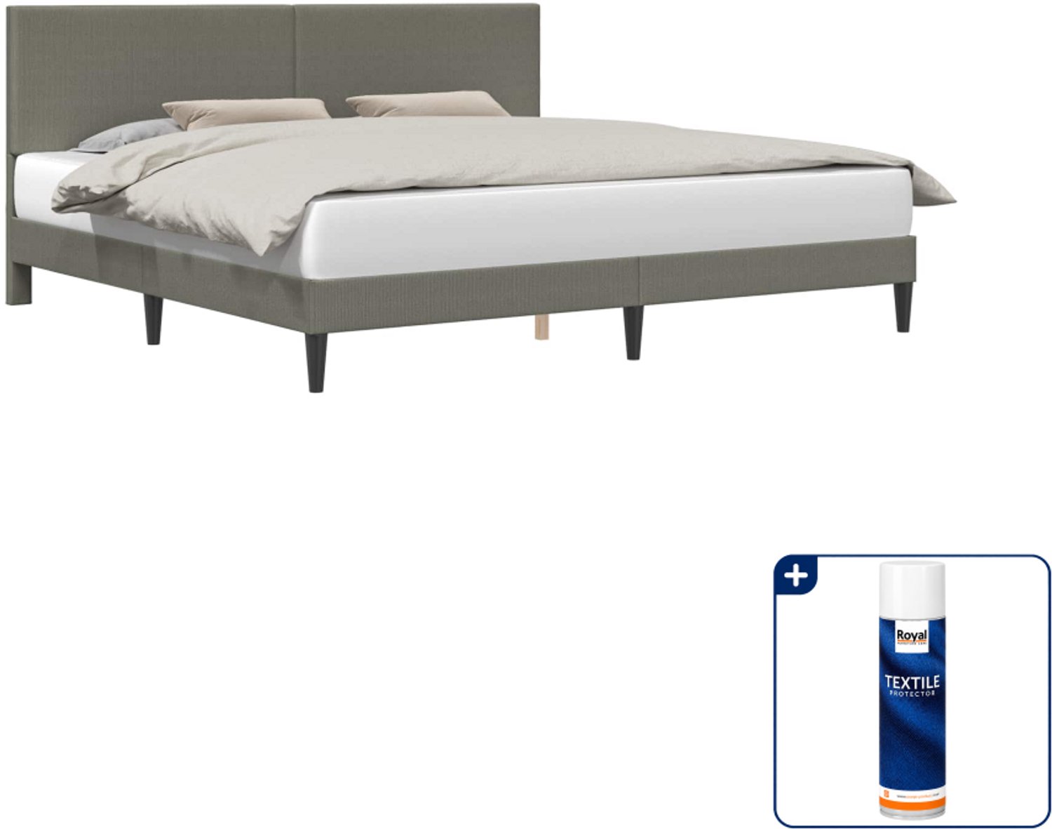 vidaXL Bedframe - Kingsize - 180 x 200 cm - lichtgrijs - Inclusief textielbeschermer 500 ml