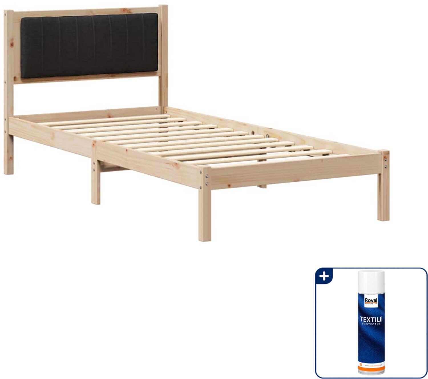 vidaXL bedframe - 90 x 200 cm - zwart - Inclusief textielbeschermer 500 ml Bruin