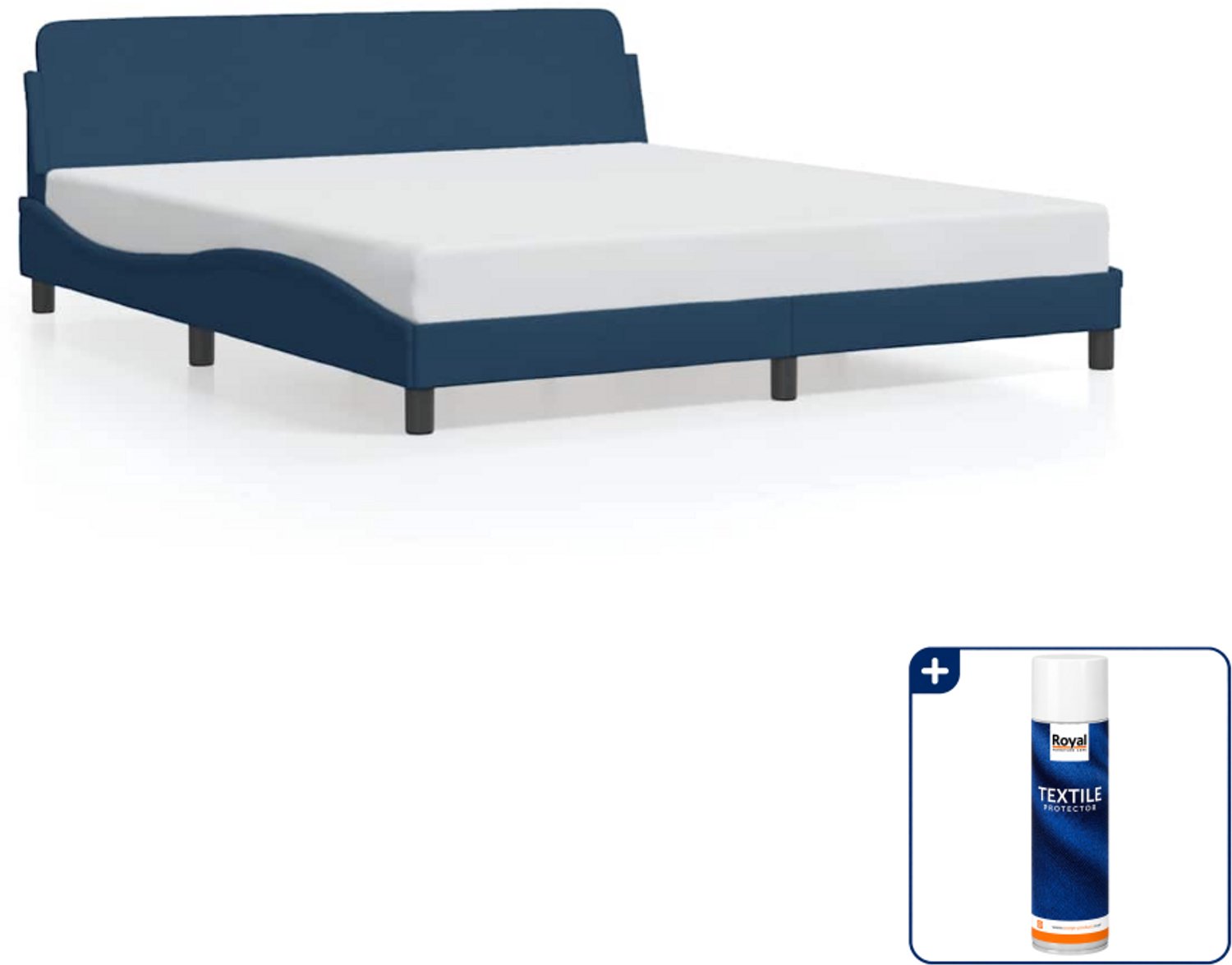 vidaXL Kingsize bedframe Dover - 180 x 200 cm - blauw - Inclusief textielbeschermer 500 ml