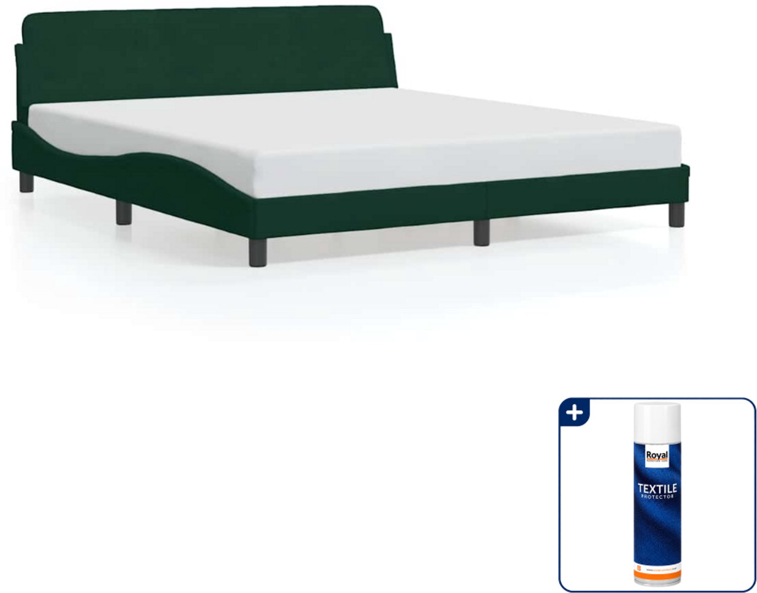 vidaXL Bedframe Dover - Kingsize - 180 x 200 cm - donkergroen - Inclusief textielbeschermer 500 ml