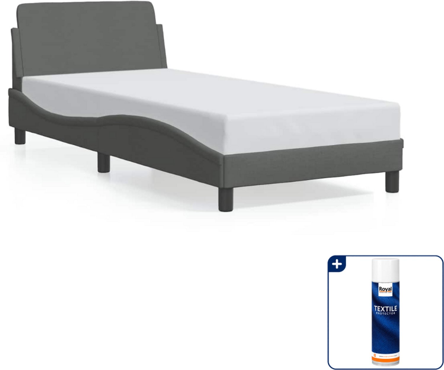 vidaXL Dover bedframe - 90 x 200 cm - donkergrijs - Inclusief textielbeschermer 500 ml
