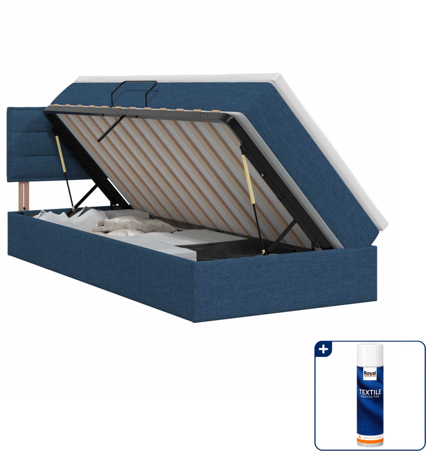 vidaXL Opbergbed met matras - 100 x 200 cm - blauw - Inclusief textielbeschermer 500 ml