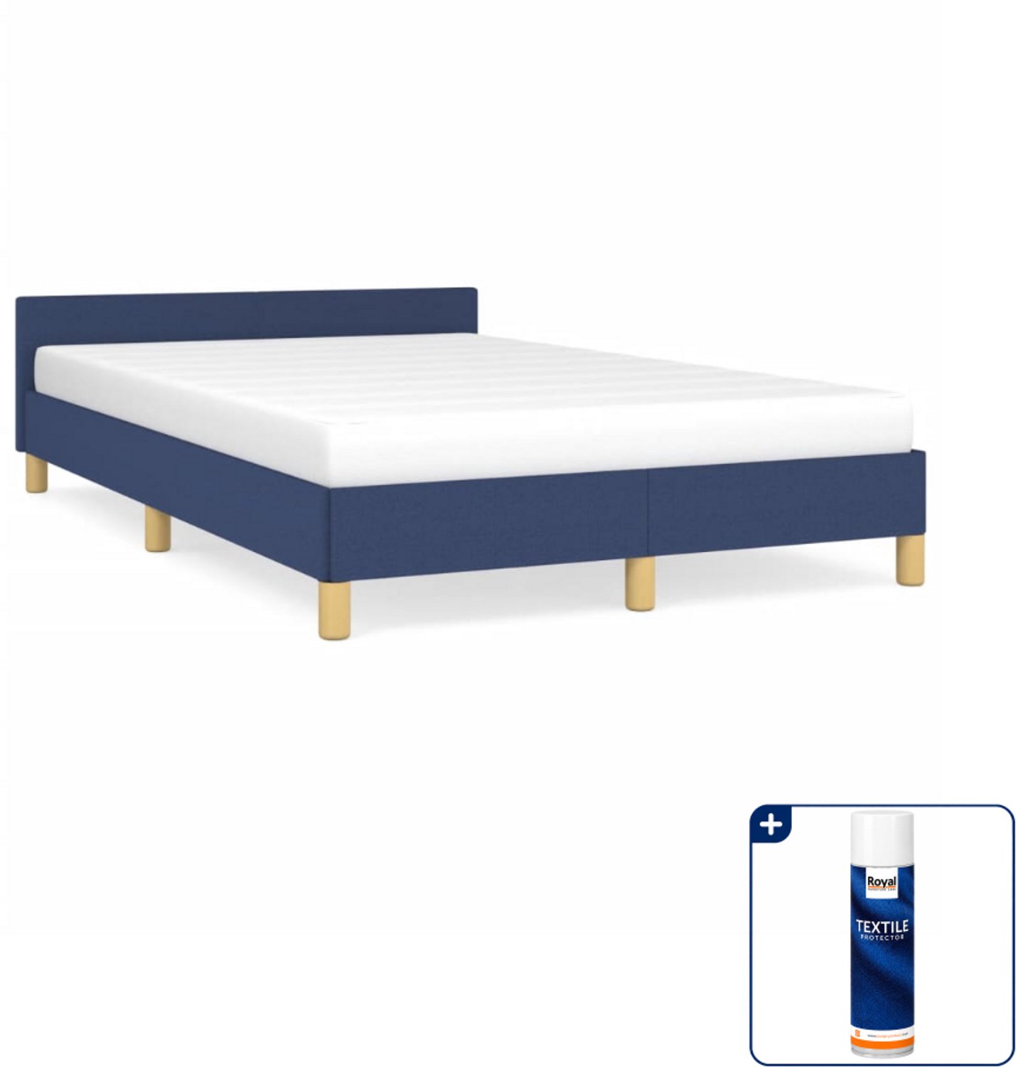 vidaXL bedframe 120 x 190 cm - stof - blauw - Inclusief textielbeschermer 500 ml