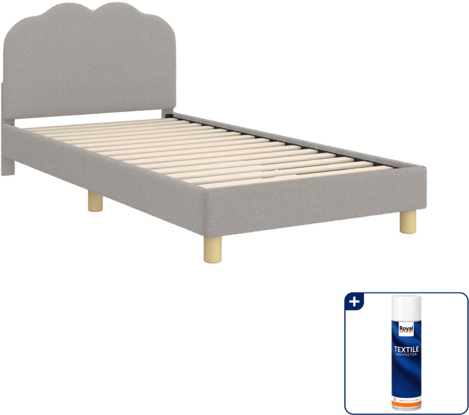 vidaXL kinderbedframe - 90 x 190 cm - lichtgrijs - Inclusief textielbeschermer 500 ml