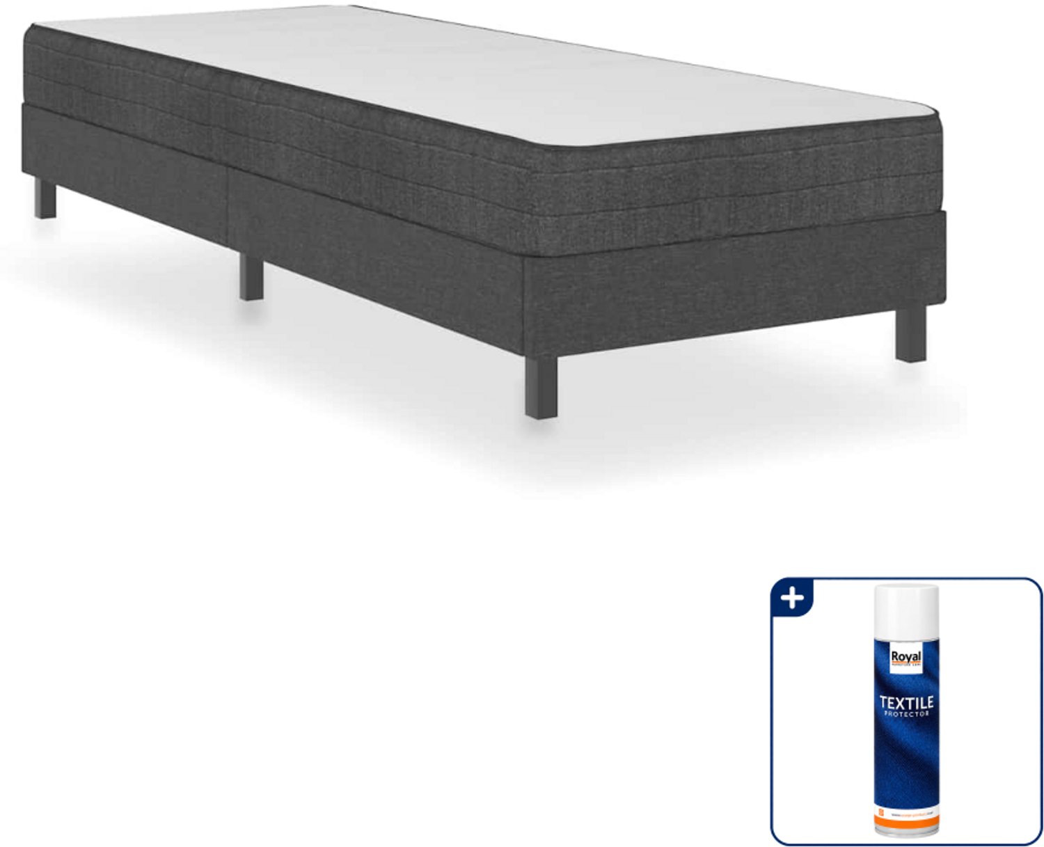 vidaXL boxspringframe - 100 x 200 cm - stof - grijs - Inclusief textielbeschermer 500 ml Wit