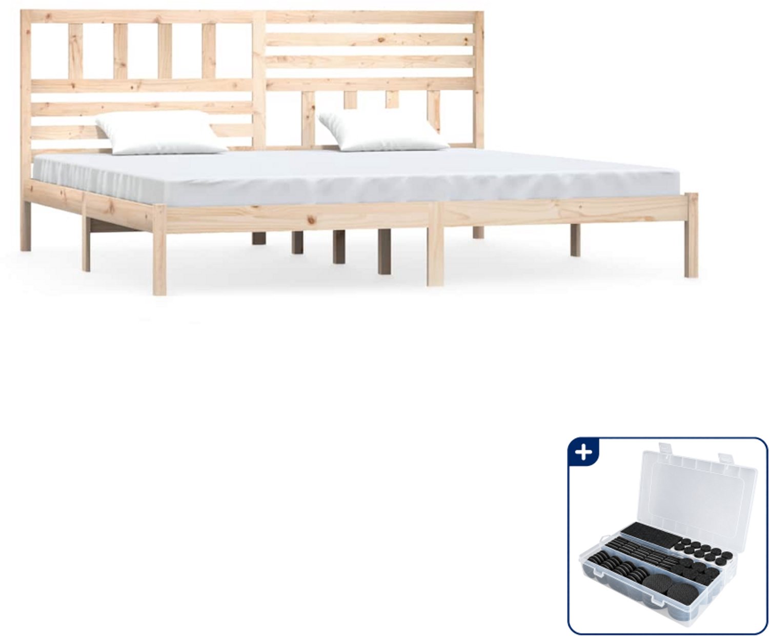 vidaXL bedframe - Kingsize - 180 x 200 cm - massief grenenhout - Inclusief antikrasvilt 177-delig Bruin