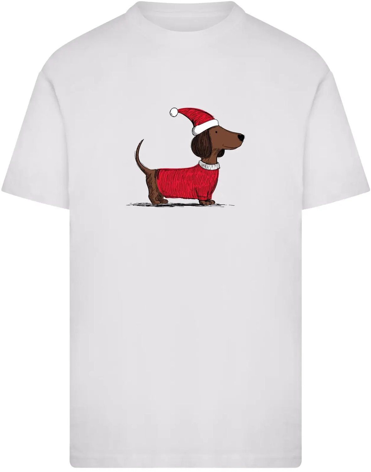 T-shirt Mister Tee Christmas Dackel Wit