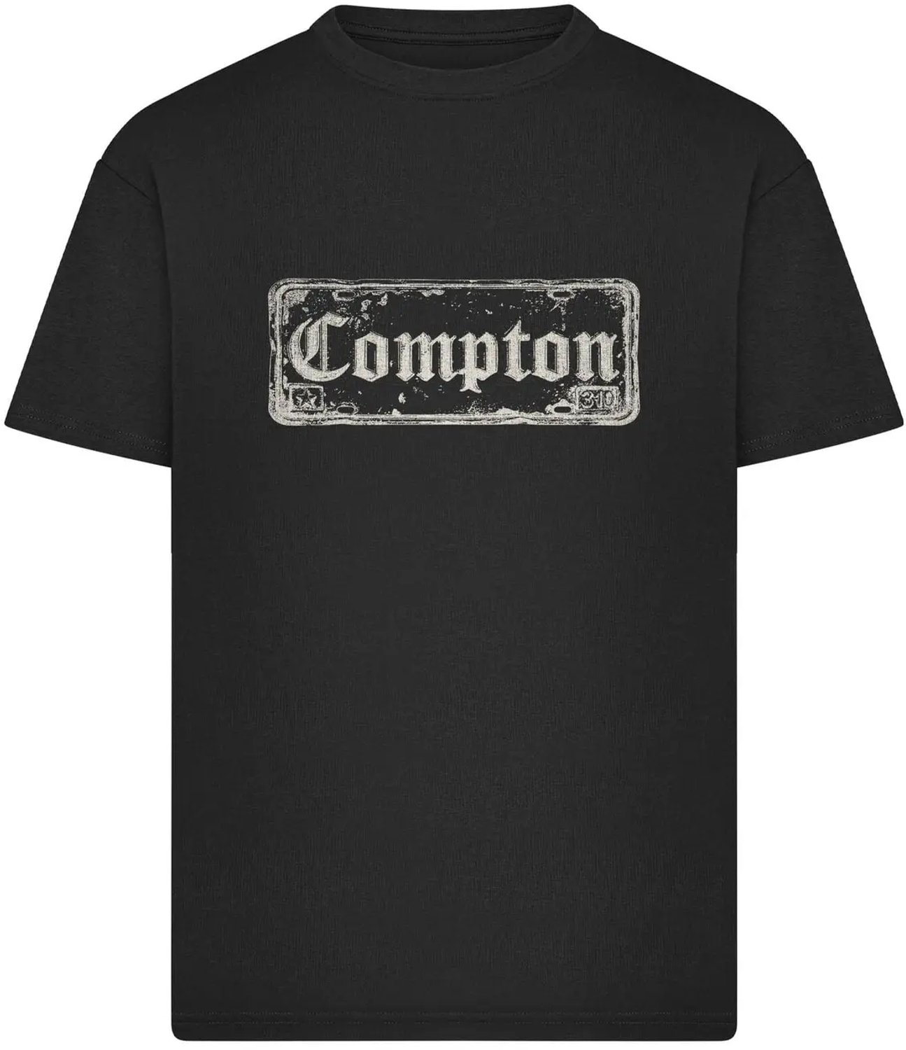 Oversized T-shirt Mister Tee Compton License Plate Zwart