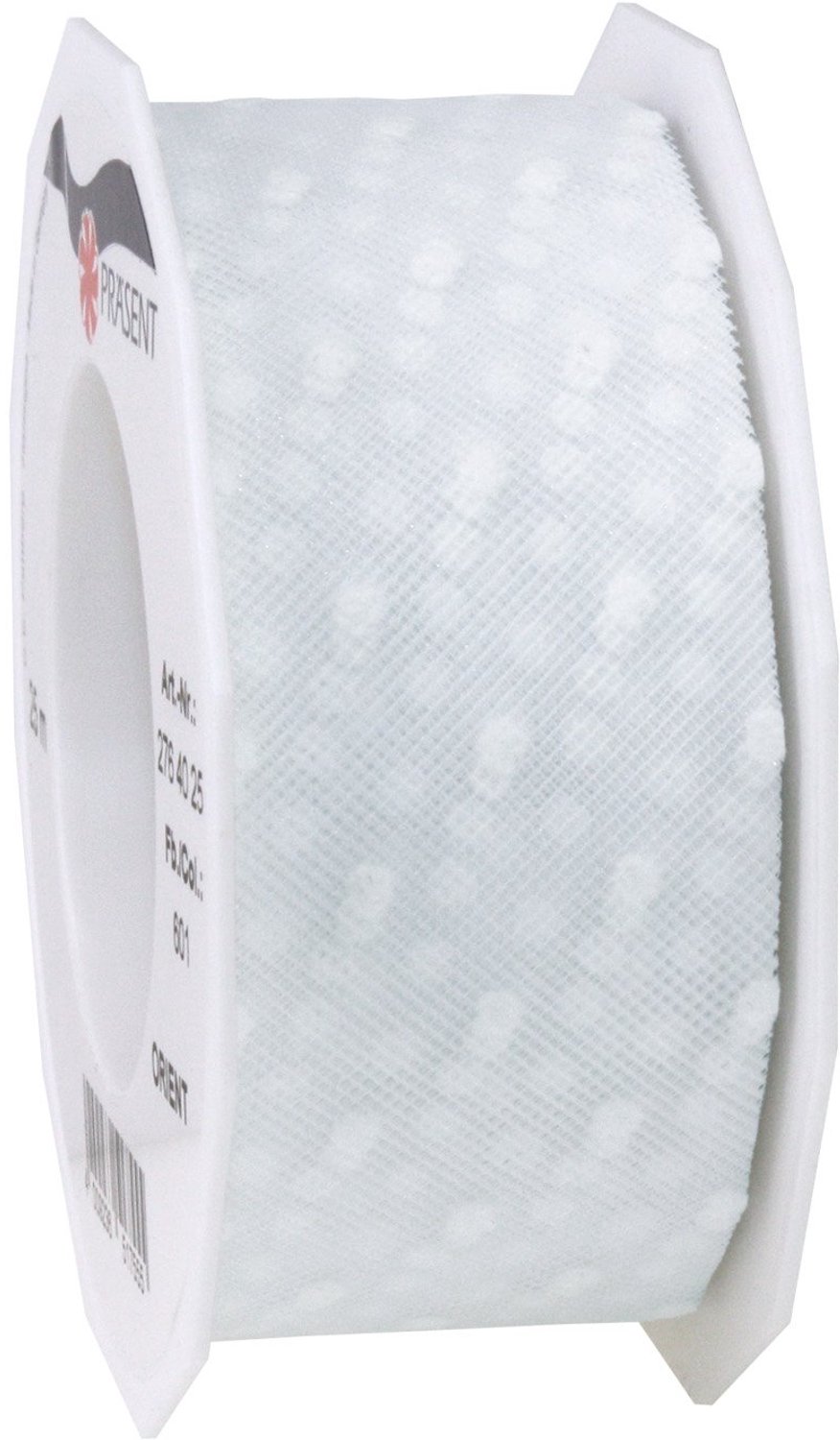 Organza lint - 25 meter - 40 mm breed - wit