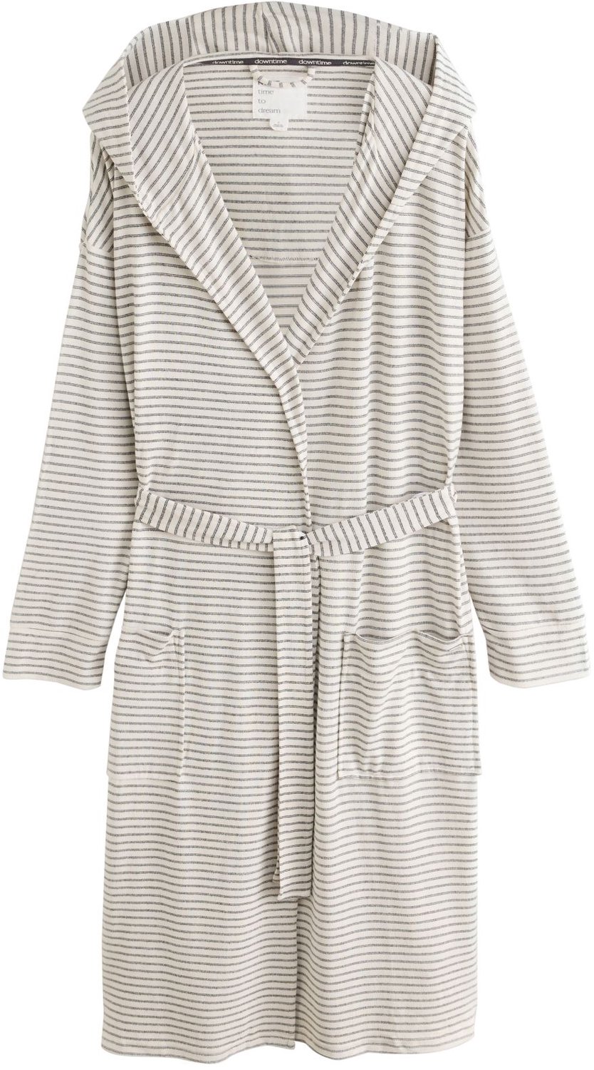 Next Dames - Lichtgewicht behaaglijke badjas - Grijs Light Grey Stripe