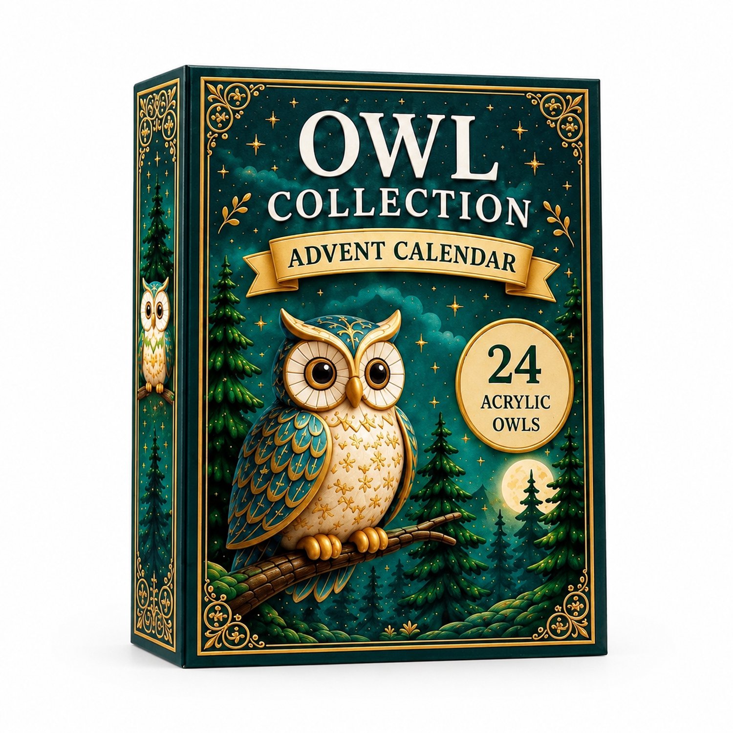 SWGOTA Uilen-adventskalender 2026 met 24 platte acryluilen, diverse ontwerpen en geïllustreerde doos Meerkleurig