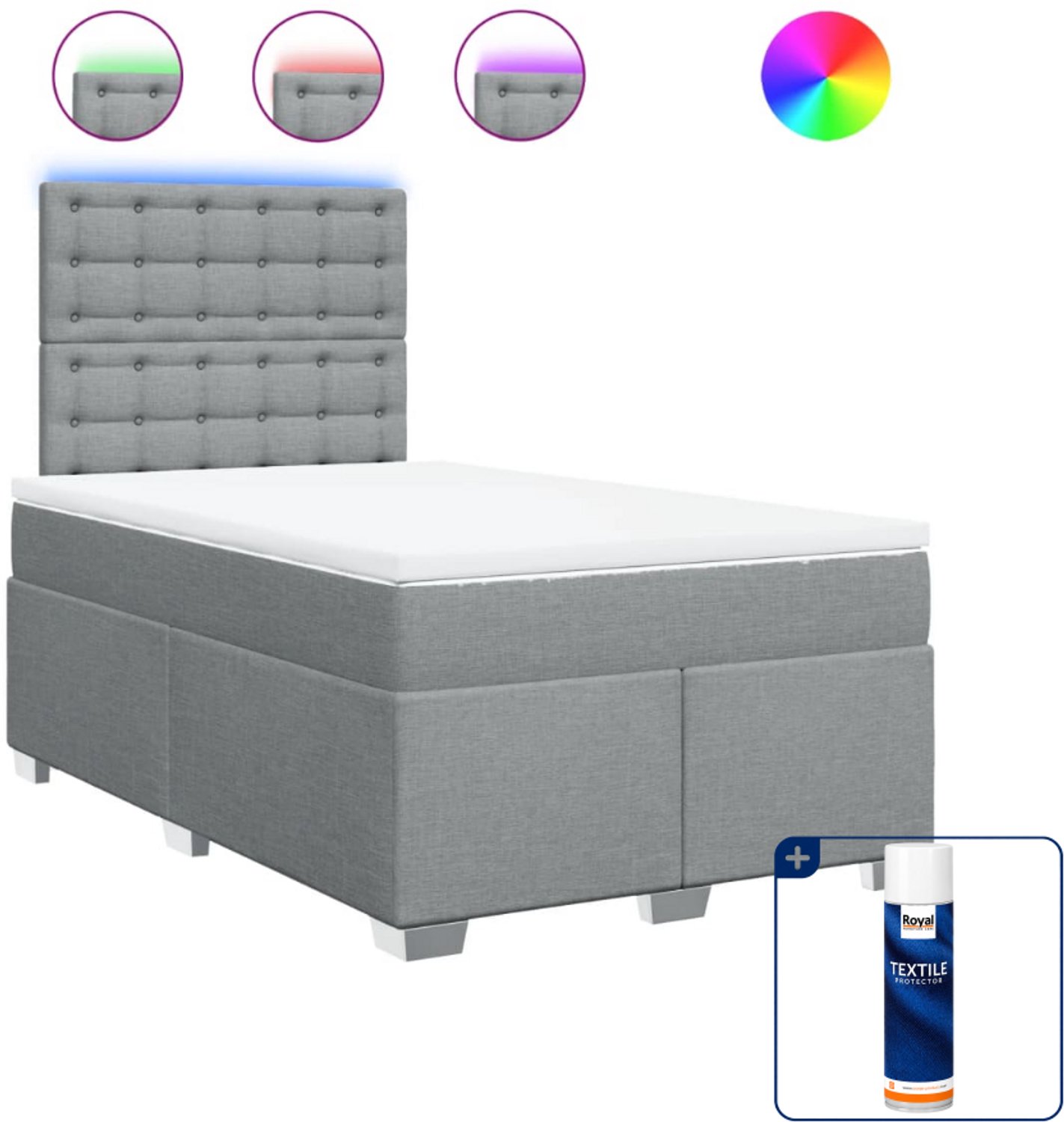 vidaXL boxspring met matras 120 x 190 cm - lichtgrijs - Inclusief textielbeschermer 500 ml