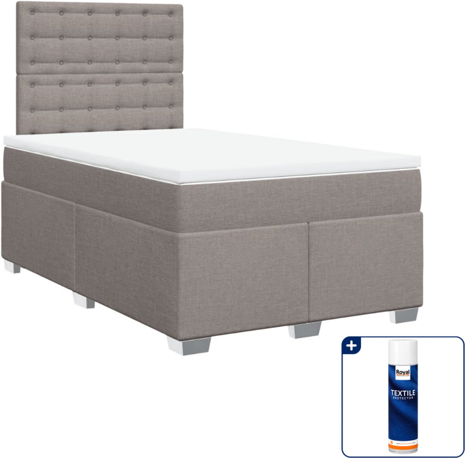 vidaXL boxspring met matras 120 x 200 cm - taupe - Inclusief textielbeschermer 500 ml