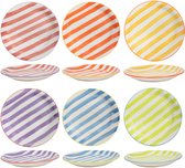 Cookinglife Dinerborden Summer Vibes - Vrolijk Patroon - Dinner Plate - Aardewerk - Kleurrijk Vaatwasserbestendig - Ø 26,5 cm, 6 Stuks