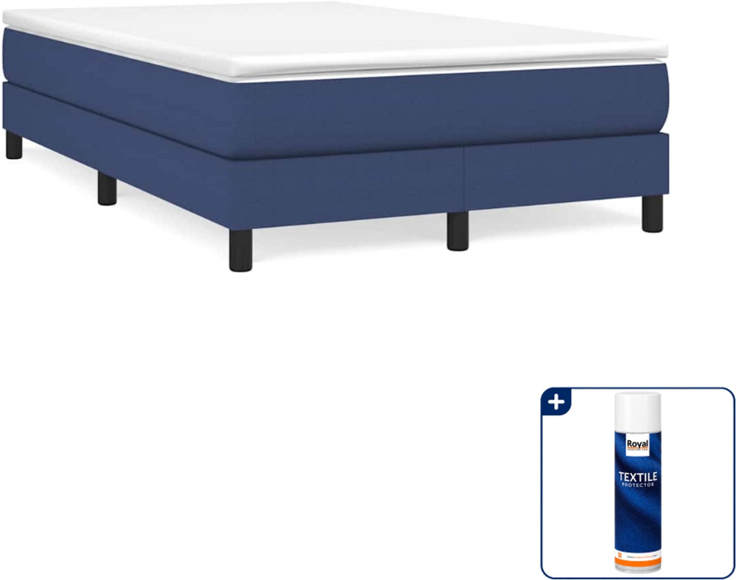 vidaXL boxspring met matras 120 x 200 cm - stof - blauw - Inclusief textielbeschermer 500 ml