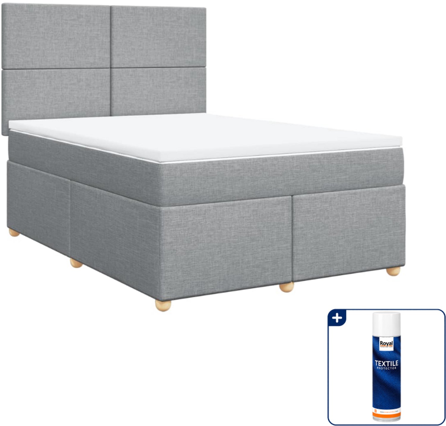 vidaXL Queensize boxspring met matras - 160 x 200 cm - lichtgrijs - Inclusief textielbeschermer 500 ml