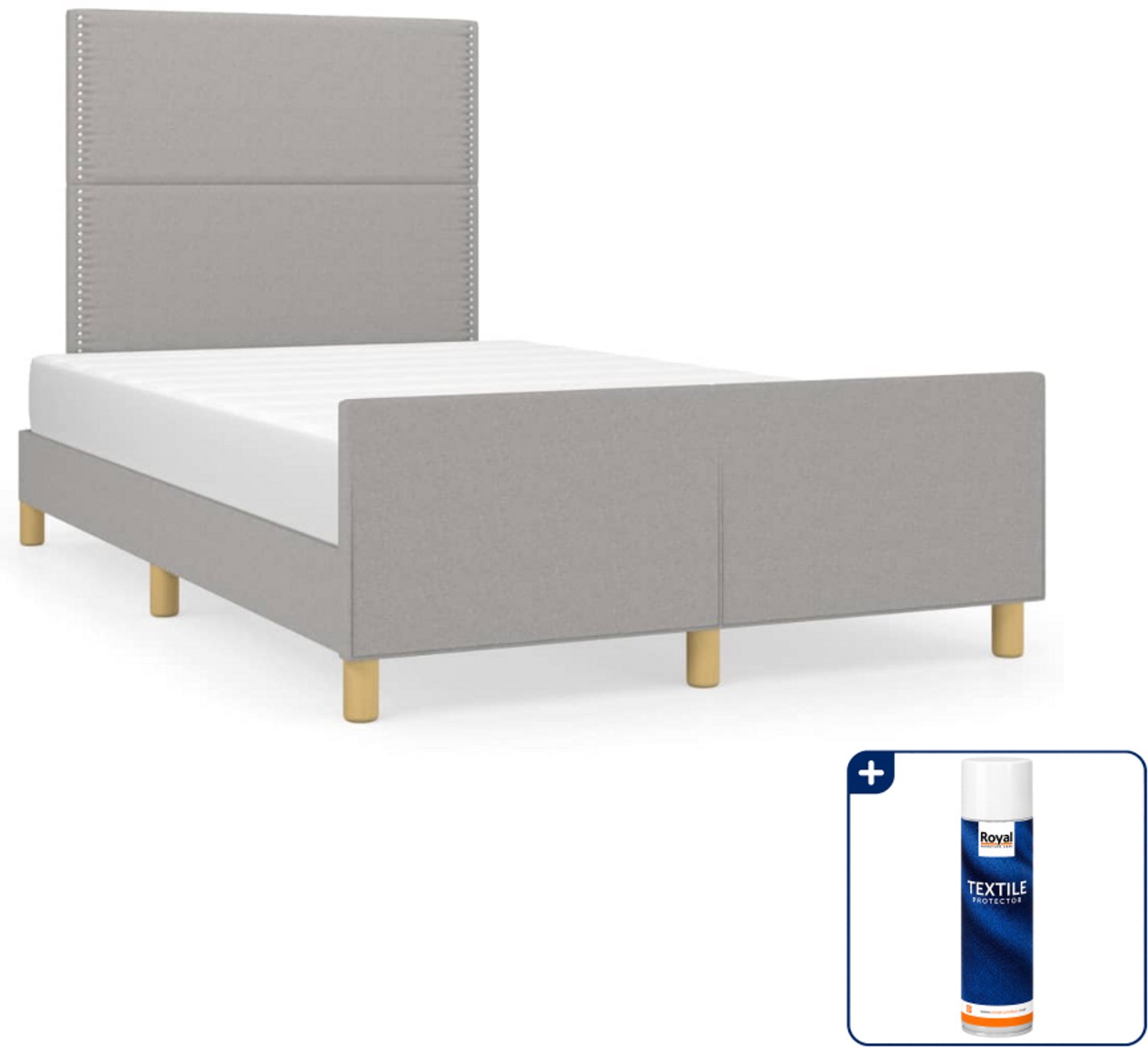 vidaXL bedframe - 120 x 190 cm - stof - lichtgrijs - Inclusief textielbeschermer 500 ml