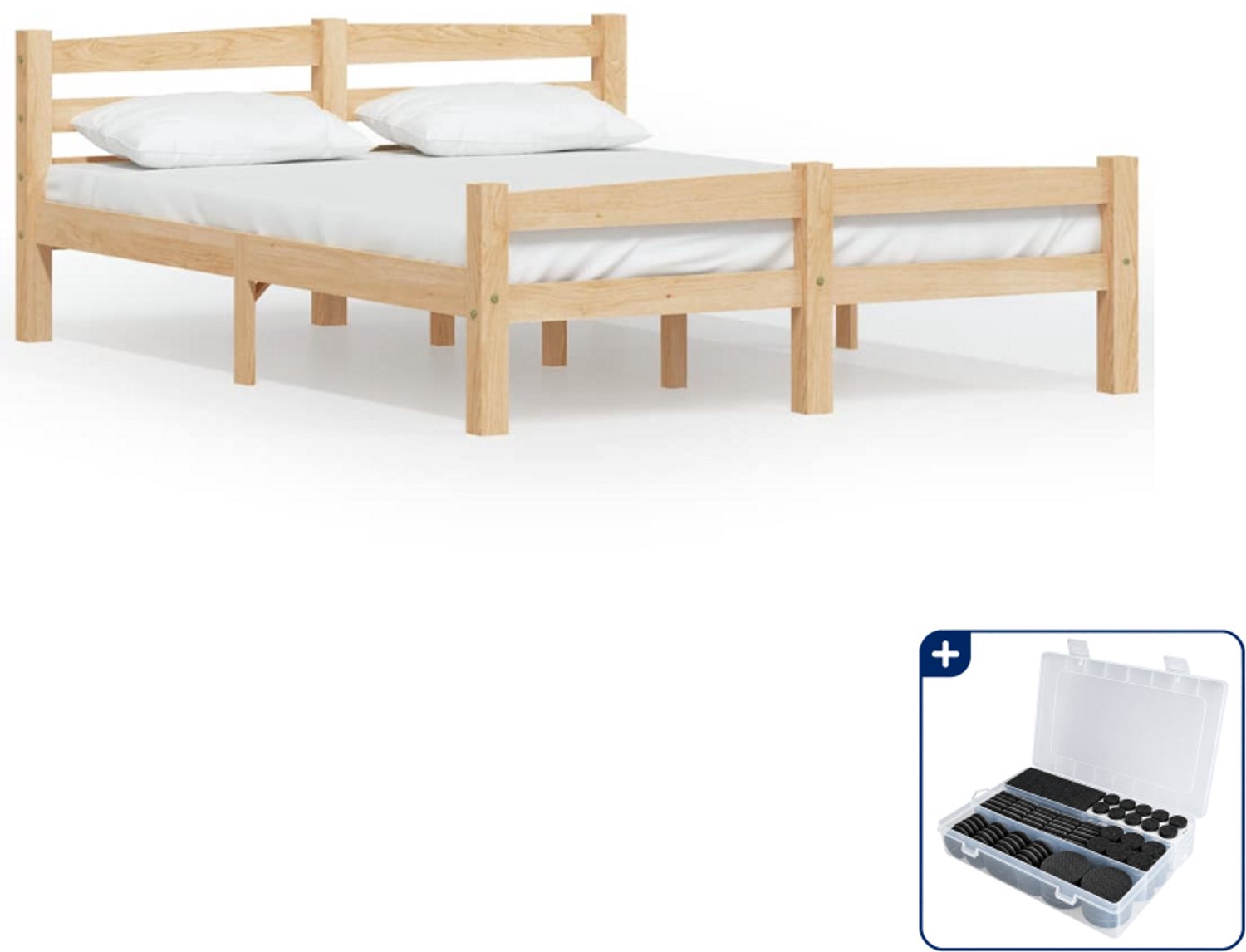 vidaXL bedframe - 120 x 200 cm - massief grenenhout - Inclusief antikrasvilt 177-delig Bruin